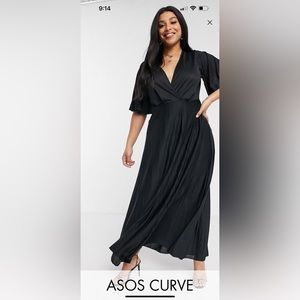 ASOS curve kimono pleated maxi dress